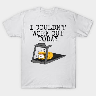 Cat Treadmill, I Couldn't Work Out Today, Fitness Funny T-Shirt